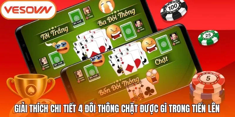 Giải thích chi tiết 4 đôi thông chặt được gì trong tiến lên